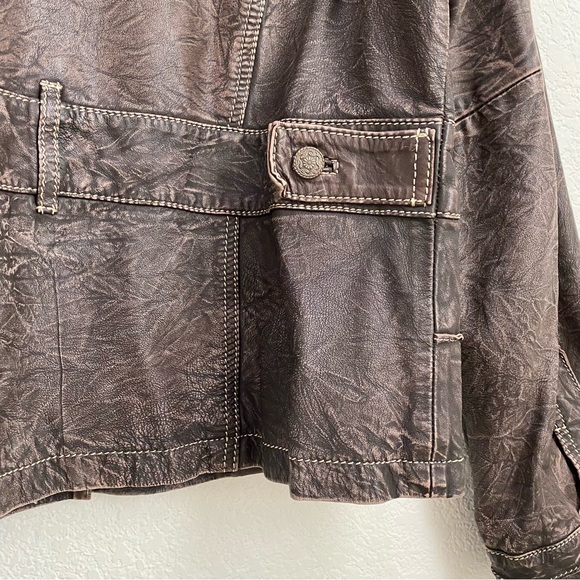 SCULLY Genuine Leather Brown Vintage Look Distressed Topstitch Leather Jacket - Picture 8 of 14